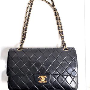 *Sold* Chanel Vintage Classic Double Medium Flap Bag 24k Gold plated Lambskin